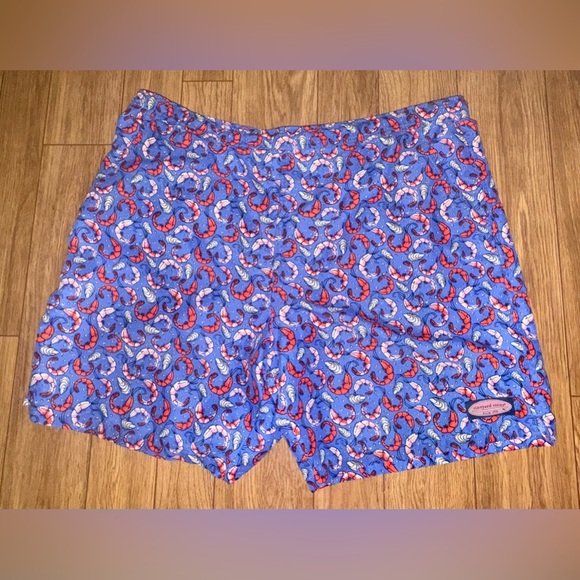 Men’s Size Large Vineyard Vines “7 Inch Chappy Swim Trunks” Shrimp Print - Picture 1 of 8